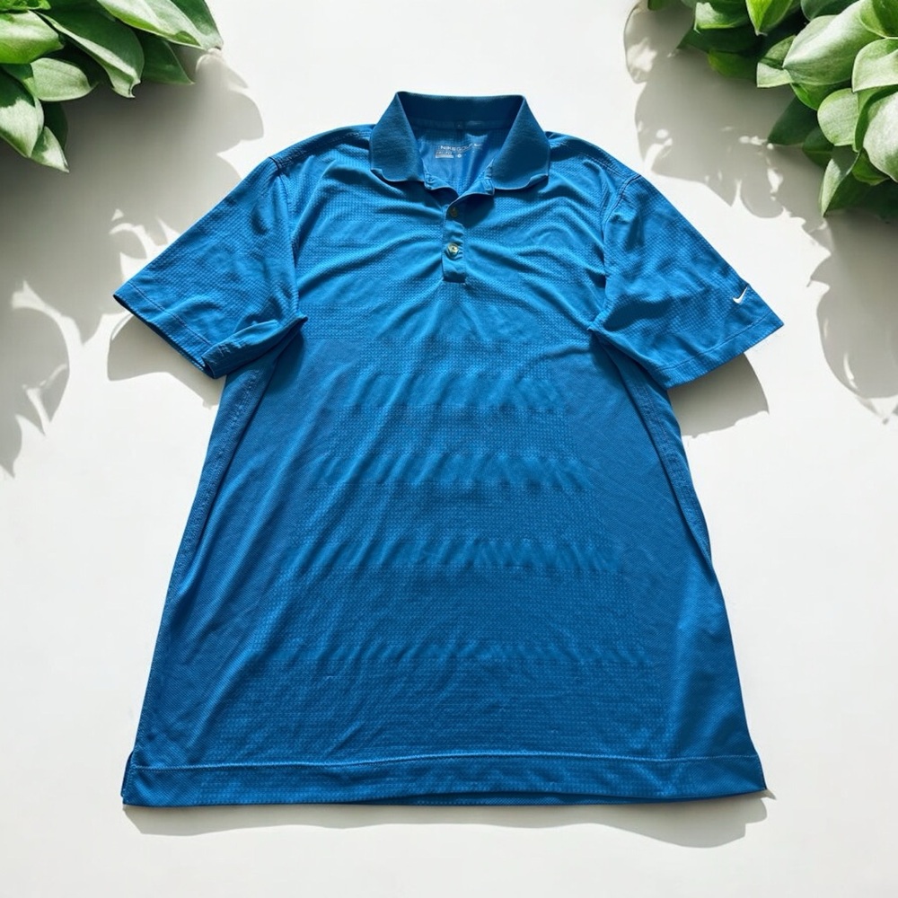 Nike Dri-Fit golf polo shirt men’s medium blue short sleeve performance